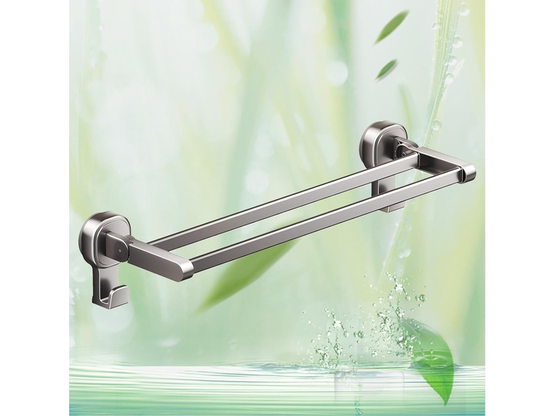 Suporte Duplo Para Toalhas Com Ventosa, Dobrável, Para Parede, Em Alumínio Cinza, 40cm 15, 75pol
