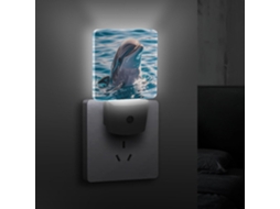 Luminária de parede em formato de golfinho com sensor crepuscular, luzes noturnas decorativas de baixo consumo para o quarto.