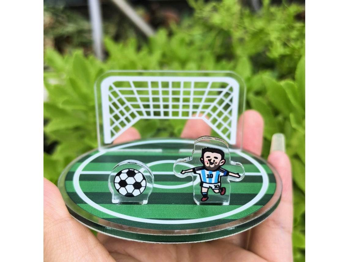 Suporte para celular em formato de campo de futebol, decoração Copa do Mundo, figuras esportivas