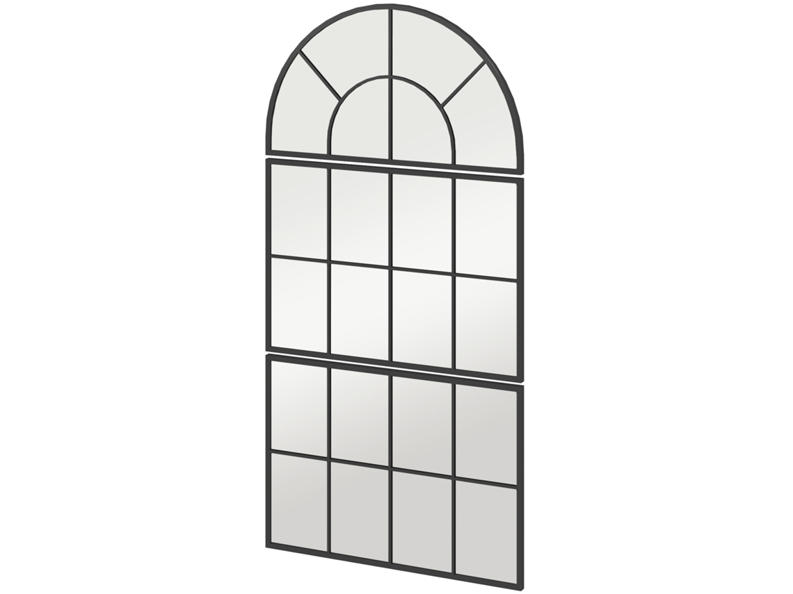 Espelho de Parede Arco Estilo Janela para Quarto e Hall de Entrada 76x43 Cm Preto BTFORUS