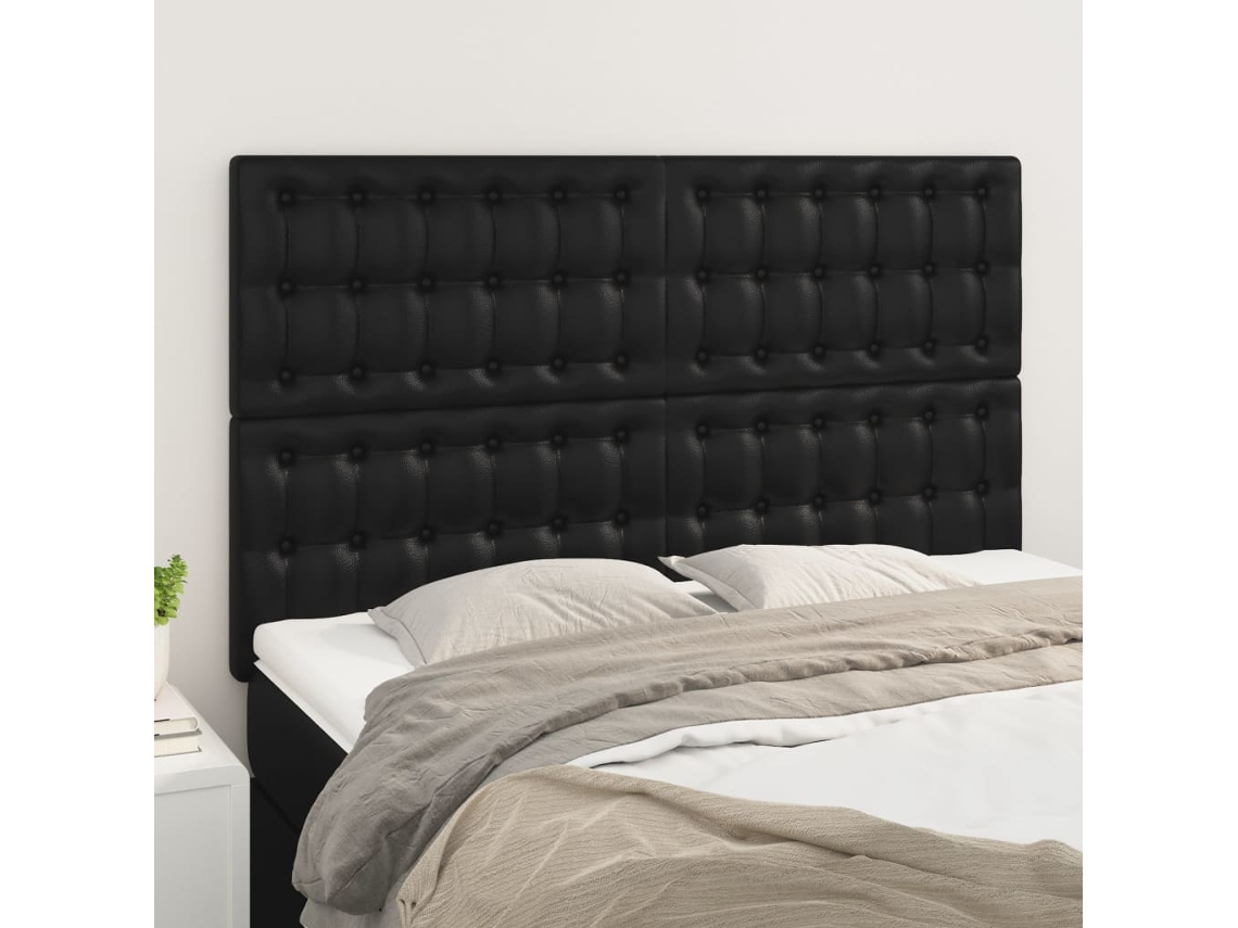 Vidaxl Cabeceira Preta 144x5x118/128 Cm Couro Sintético