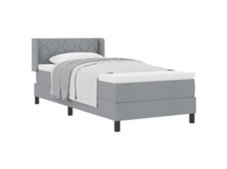 Cama De Solteiro | Camas Para Quarto | Cama Box Com Colchão Cinzento-claro 200 X 100 Cm Poliéster