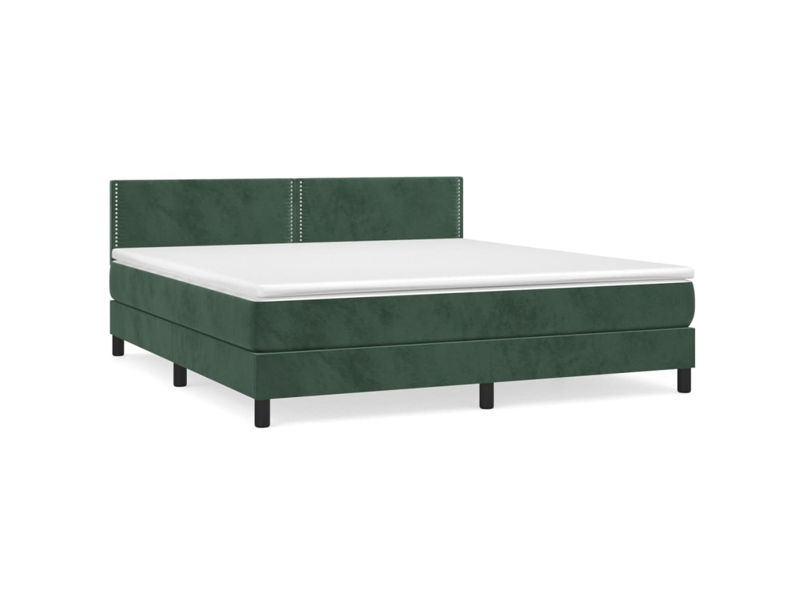 Cama box spring VIDAXL Verde Veludo (180 x 200 cm)