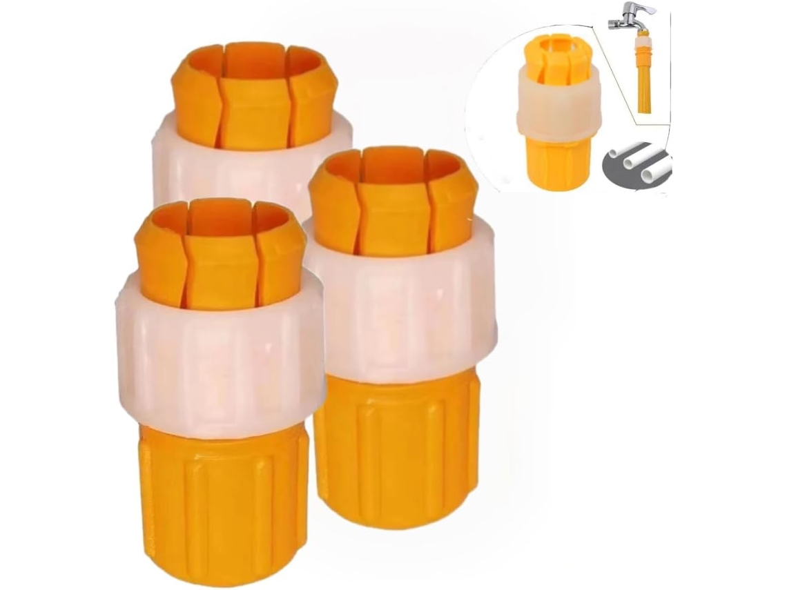 Adaptador Para Mangueira, 3 Unidades, Para Sistemas De Rega, Depósitos E Tubagens Exteriores, Cor Laranja