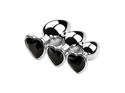 Conjunto de 3 Peças Pretas Plugues Anais de Metal Unissex, Brinquedos para Masturbação MDUG