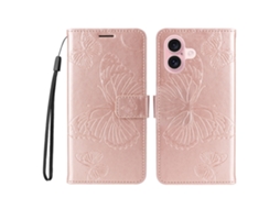 Capa Em Couro Pu, Para Apple Iphone 16, Ouro Rosa