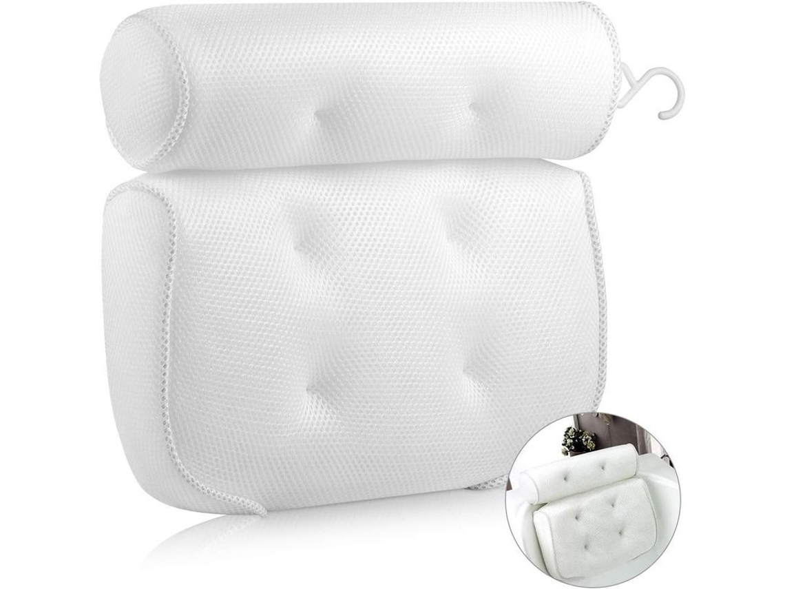 Almohada De Baño Con 6 Ventosas Para Cuello Y Espalda, Material Poliéster, Tamaño 40x35x8 Cm, Diseño Antideslizante Y Rápido Secado