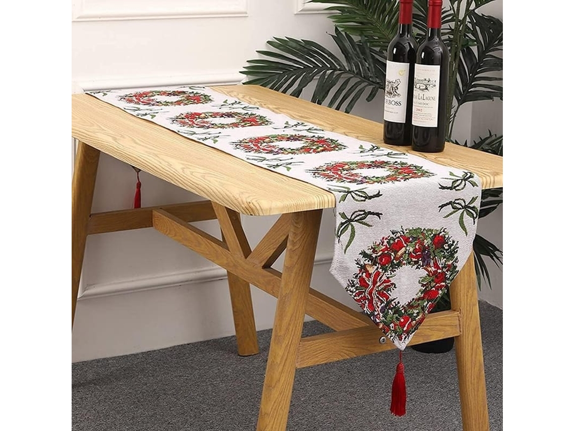 Toalha De Mesa De Crochê 71 Polegadas Decoração Natalina Casa Guirlanda Tecido Tricotado