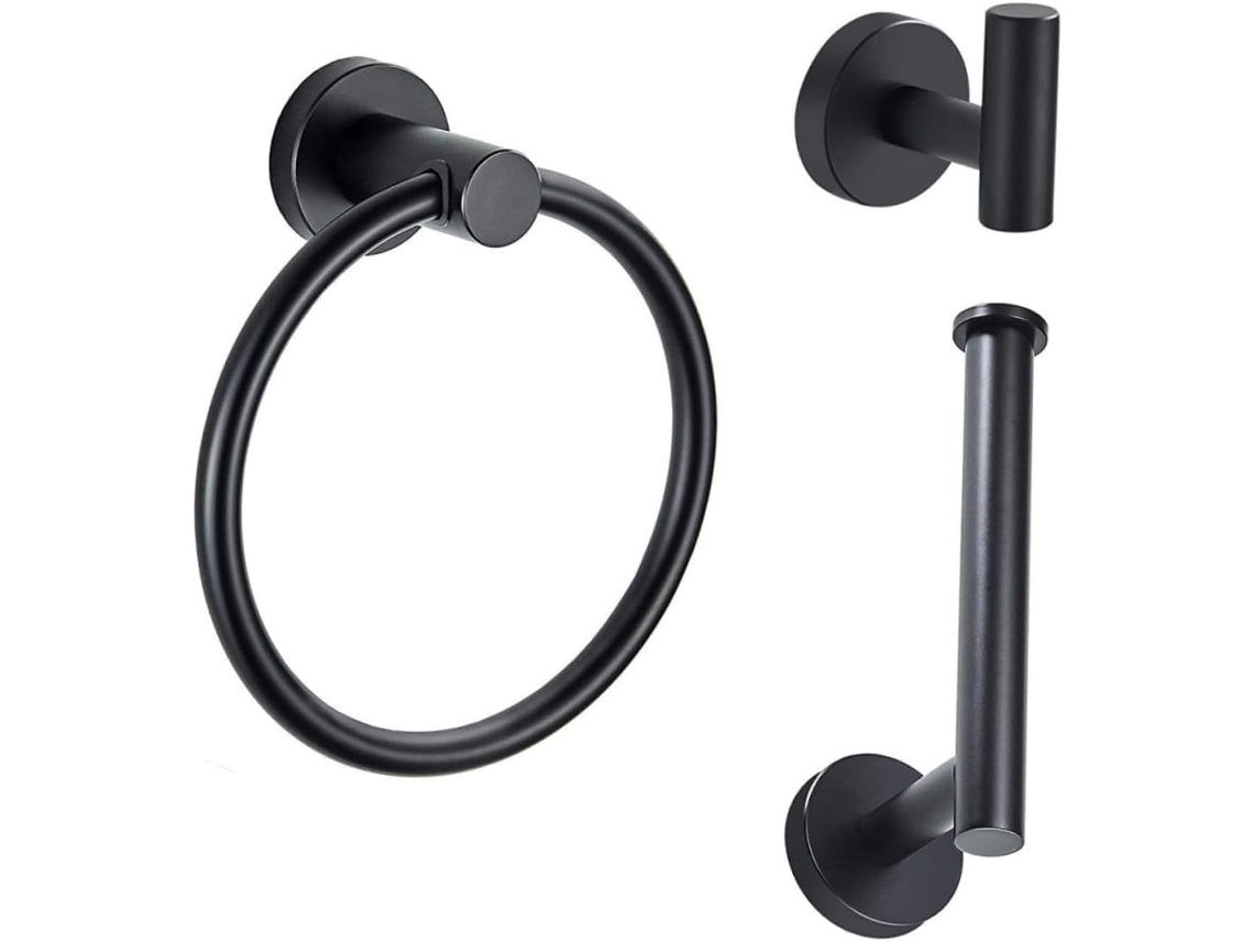 Balacoo Conjunto De 3 Peças Porta Toalhas Aço Inoxidável Para Banheiro, Com Gancho Para Roupão E Armazenamento Cozinha