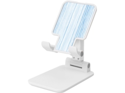 Suporte Dobrável Para Celular Com Listras Azuis Pastel E Brancas, Altura E Ângulo Ajustáveis, Compatível Com Todos Os