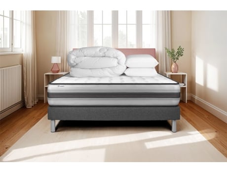 Estrado Completo Ripas Vitalpower Vitalit Espuma Com Memória Cinzento (160x200)