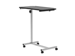 Mesa Auxiliar com Rodas com Altura Ajustável e Carga de Estrutura Metálica 20 Kg 77x40x76 100 Cm Preto e Prateado Ge
