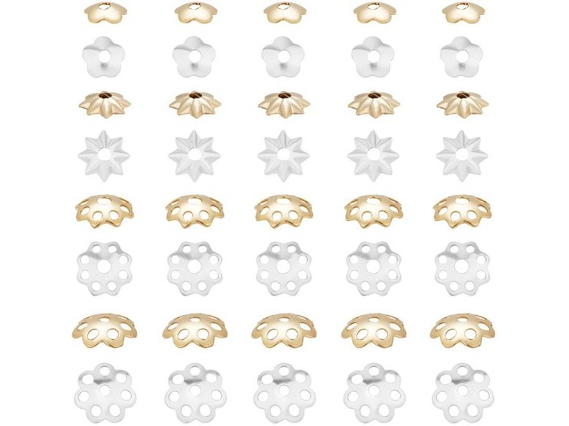 14k Coroa De Flor De Ouro - Coroas Para Joalharia - 160 Unidades - Suporte Metálico De Coroa - Apropriado Para Diy Pulseiras E Brincos