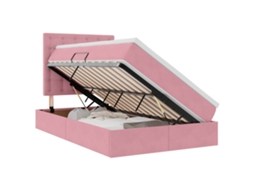 Cama com Arrumação e Colchão Rosa 120 X 200 Cm Veludo MAISON EXCLUSIVE
