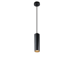 Luminária Pendente De Teto Moderna Em Alumínio Preto Minimalista Em Formato De Tubo 20 Cm Com Soquete Gu10, Altura Ajustável. Alpinaluz