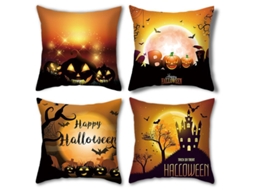 2026 fundas de Almohadas Halloween Set de 4 Decoraciones Naranja Y Negro para Sofá Hogar
