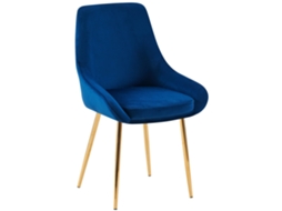 Cadeira de Jantar Capa de Veludo Elmira Metal Dourado/Azul Escuro CLP
