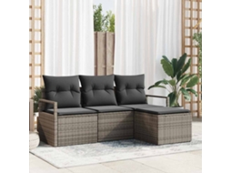 Vidaxl Conjunto De Sofás 4 Unid. Cinzeto Vime Pe