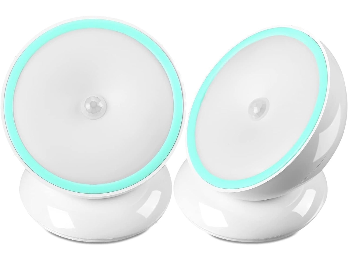 Conjunto De 2 Luzes Noturnas Led Sem Fio Com Sensor Movimento, Parede