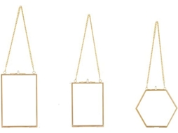 Conjunto De 3 Molduras De Vidro Com Flores Prensadas Molduras De Vidro Douradas Para Pendurar Com Gokoco