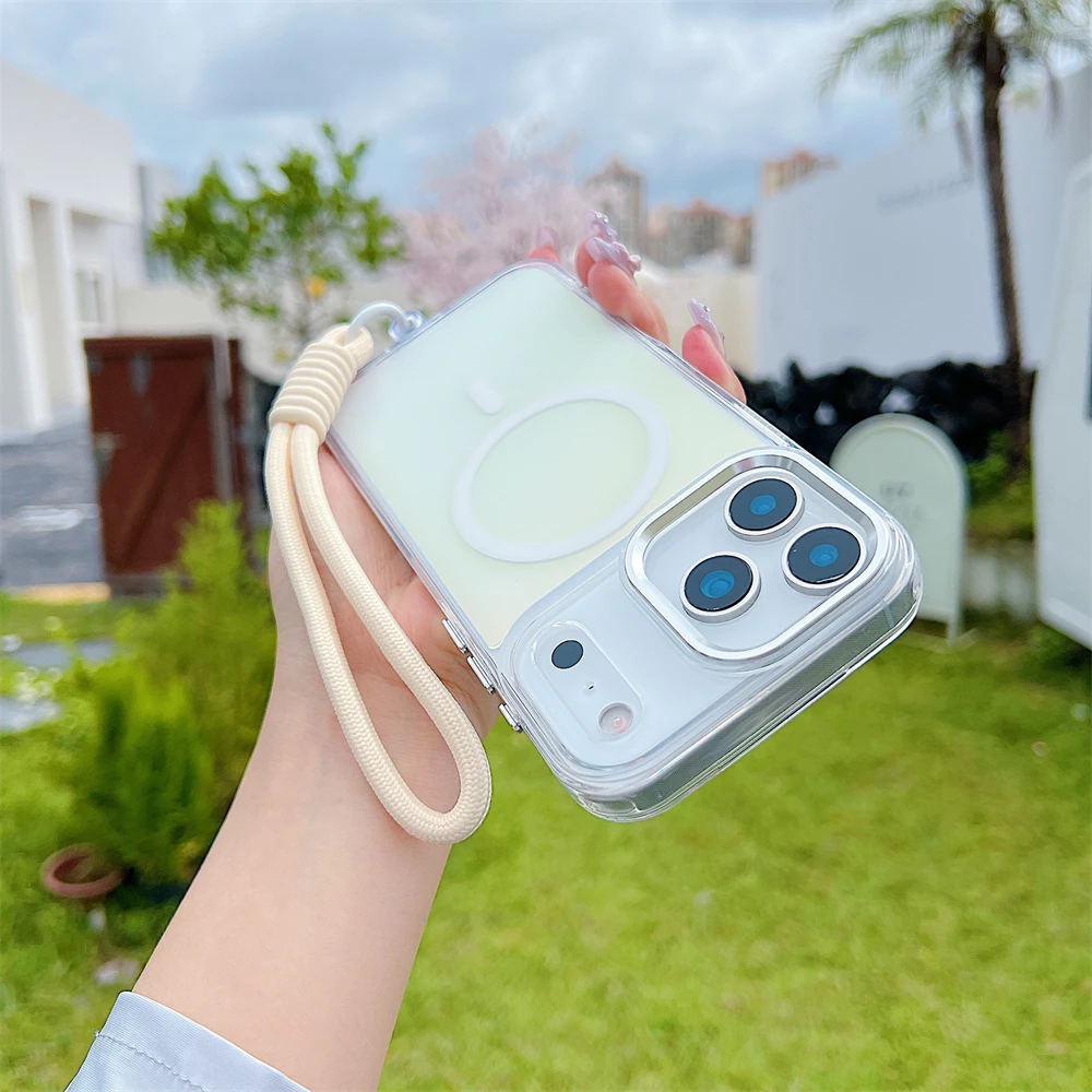 (branco, Iphone 16 Pro Max) Capa Protetora Magnética De Alta Qualidade, Resistente A Impactos, Com Carregamento Sem Fio E Cordão.