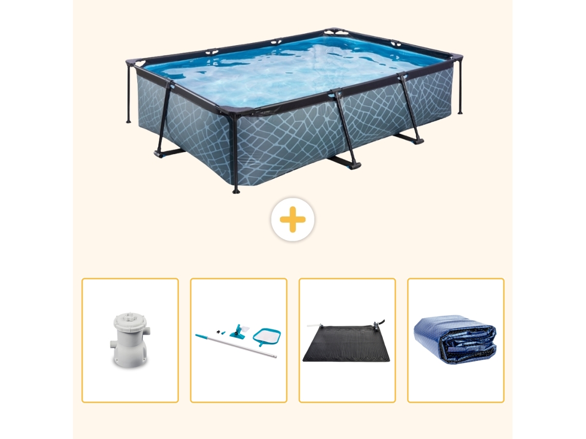 Exit-toys Piscina Exit Retangular - Efeito Pedra - 300x200x65 Cm - 5-peças S235