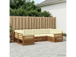 Vidaxl Conjunto De Sofás Para Exterior 6 Unid. Natural E Creme