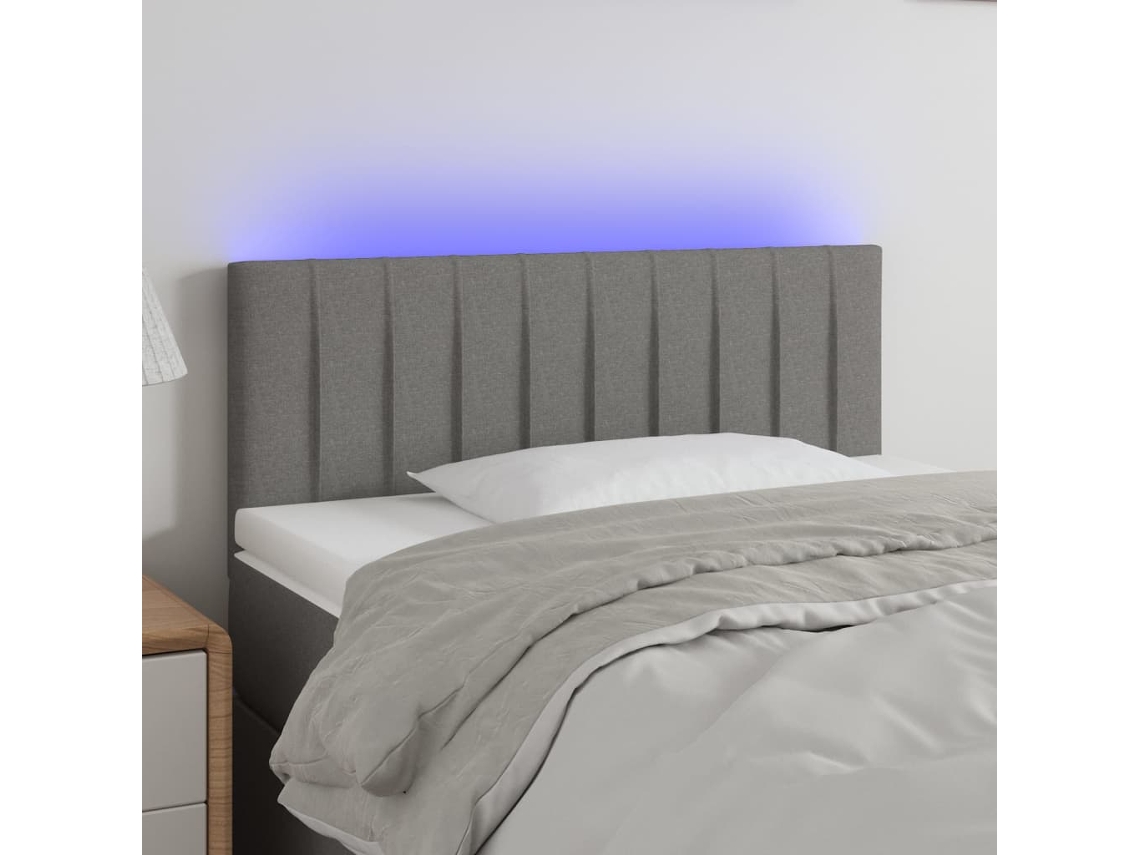 Cabeceira De Cama C/ Luzes Led Tecido 80x5x78/88cm Cinza-escuro