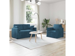 Vidaxl Conjunto De Sofás 2 Unid. Azul Veludo