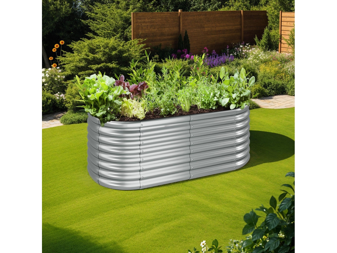 Tectake Bancal Elevado  Flormma, 603l, Galvanizado, 160x80x60cm, Prata