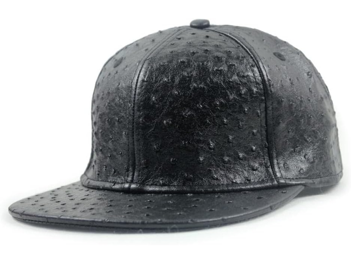 Boné de Beisebol Estilo Trucker, Hip Hop, Ajustável, com Luzes, Cor Lisa, em Couro Pu, Longo Hipster,