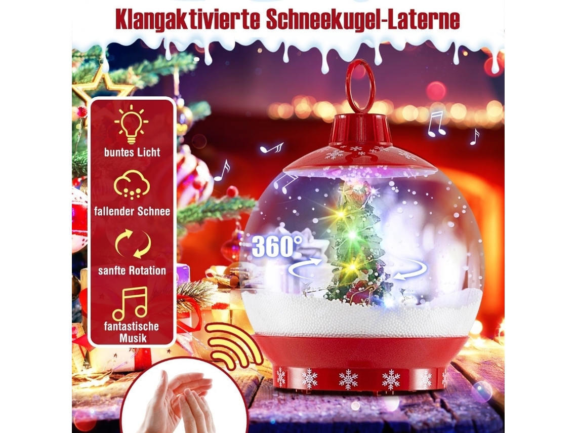 Luminária de Natal Musical 173 Cm Globo de Neve Ativado por Som Plástico Resina Vermelho Pilhas Aa NORTHIX
