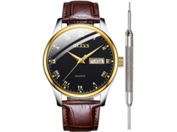 Lurelia Relógio Masculino, Movimento De Quartzo, Data/calendário, Luminoso, 38 Mm, 9 Mm, 20 Mm, Aço Inoxidável, Couro, Resistente À Água 30m, Preto