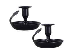 Porta Velas De Metal Negro Retro Con Asa Soporte Para Velas Taper Decorativo Moderno
