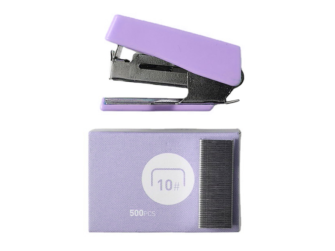 Grapadora Portátil Mini Criativa De Escritório Com Grampos Para Escritório, Escola, Papelaria De Metal Roxo, Pequena Grapadora De Escritório