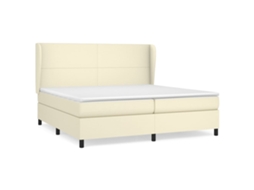 Maison Exclusive - Cama Com Molas/colchão 200x200 Cm Couro Artificial Cor Creme