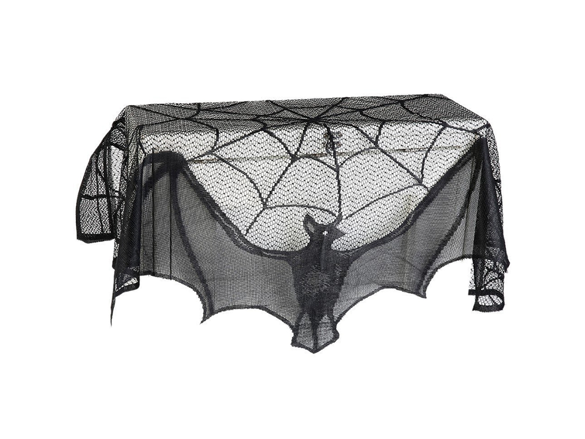 Foulard Decoração Halloween Teia De Aranha Morcego Para Lareira