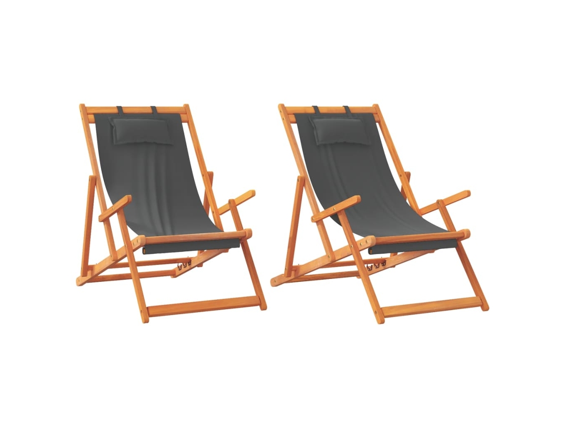 Maison Exclusive - Conjunto De 2 Cadeiras Dobráveis Em Tecido Cinza.