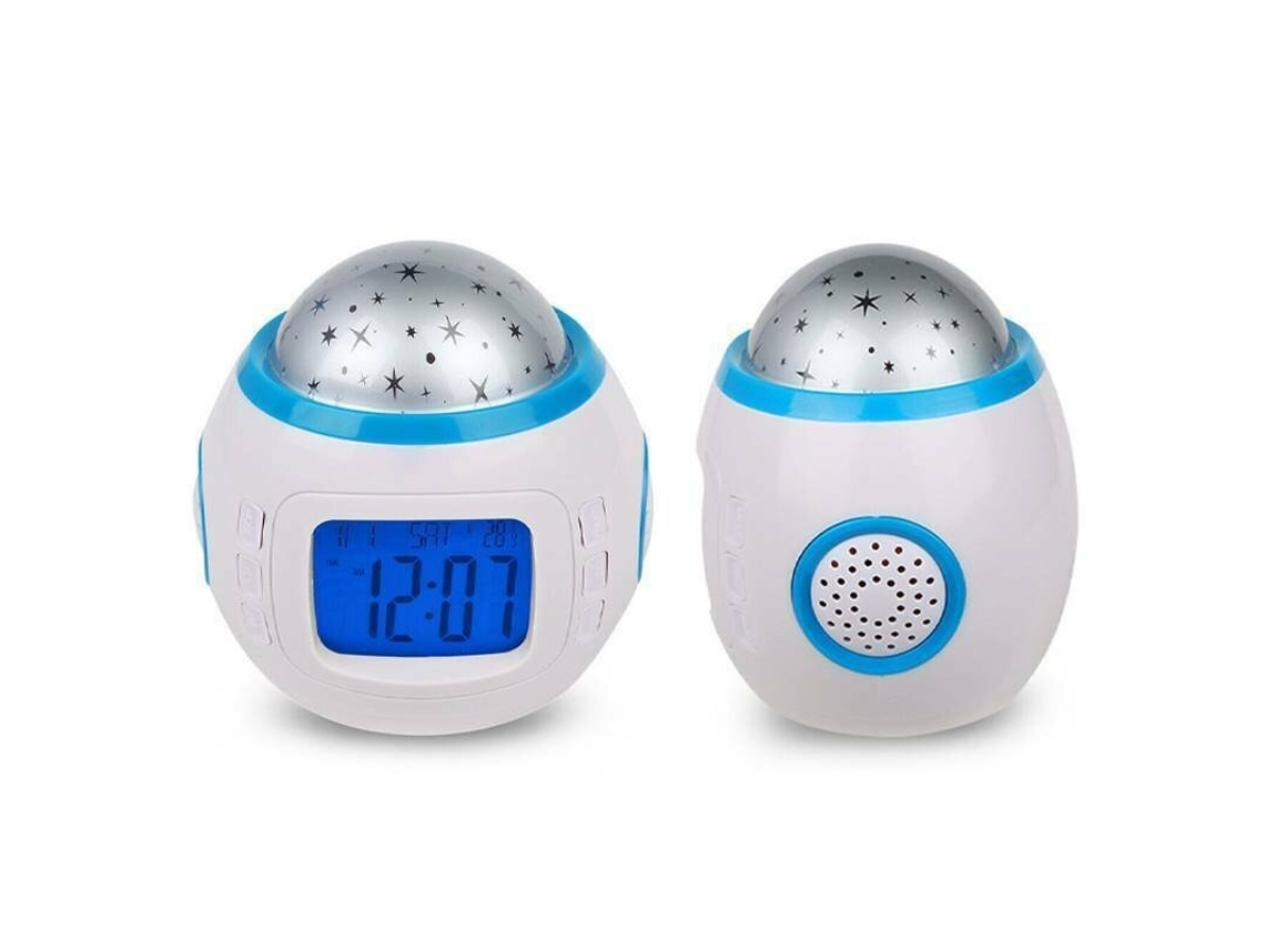 Música Infantil L Star Sky Projeção Night Light Digital Alarm Clock Termômetro*