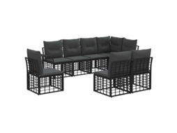 Maison Exclusive - Conjunto De Sofás Para Exterior 8 Unid. Preto E Cinza Escuro