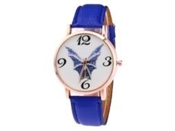 Reloj De Cuarzo Unisex Con Correa De Cuero Pu, Dial De Murciélago, Casual Y Fashion (azul)