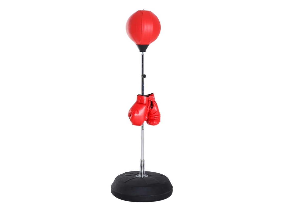 Conjunto Boxe Bola Altura Ajustável Luvas Vermelha 126 144cm VELTRIX