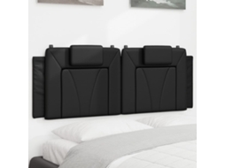 Vidaxl Almofadão De Cabeceira Viana 140 Cm Couro Artificial Preto