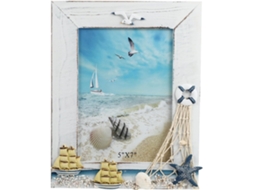 Porta Retratos Madeira 18 7 Polegadas Estilo Mediterrâneo Design Veleiro Branco Decorativo Suporte Fotos GOKOCO