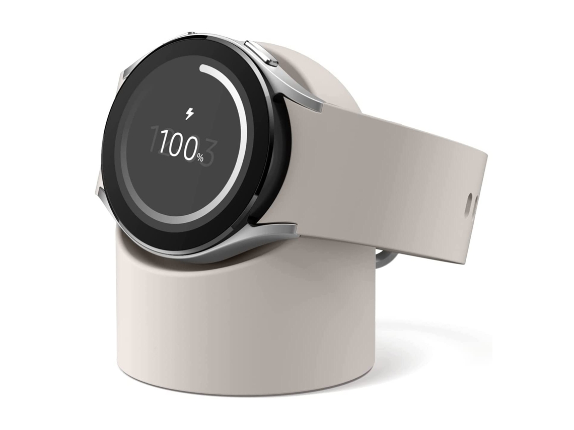 Suporte Carregamento Hexinyigjly Para Galaxy Watch 8/7/6/5,silicone, Gestão Cabos, Carregador Não Incluído Bege
