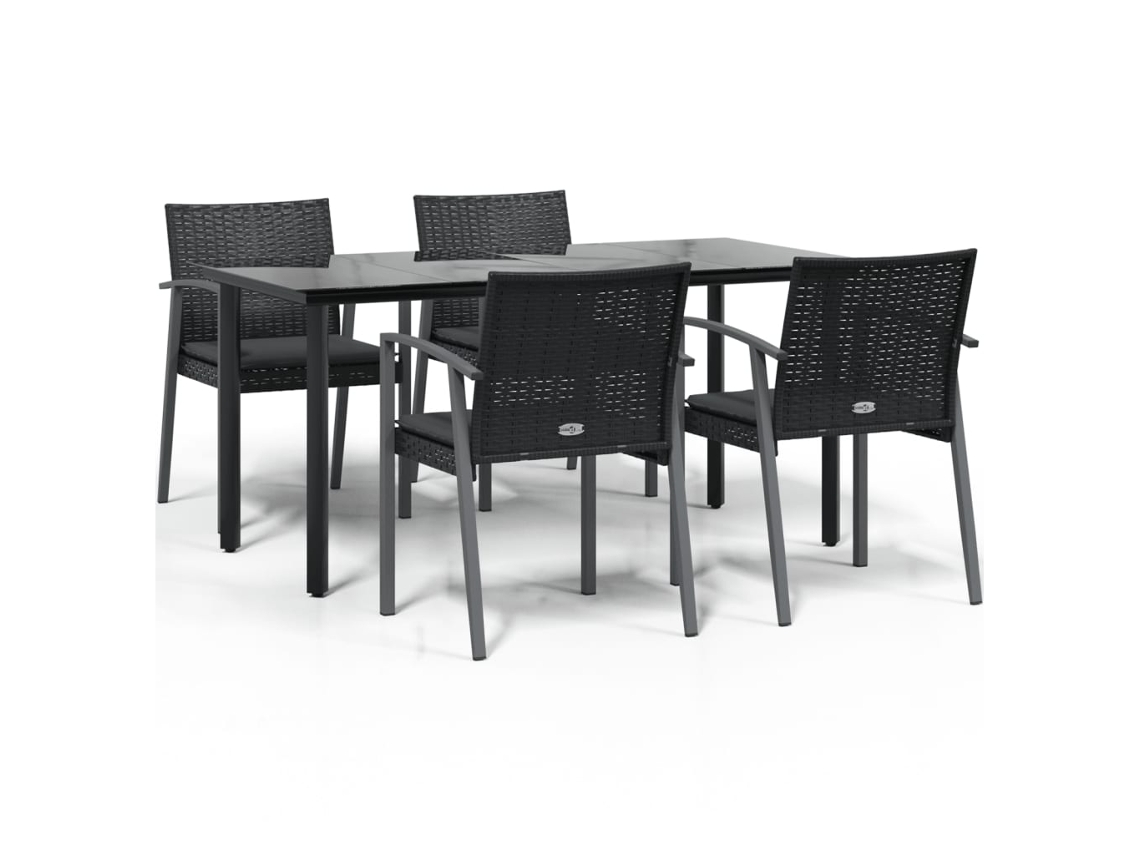 Conjunto de 5 Jantar para Jardim com Almofadões Vime Pe e Aço MAISON EXCLUSIVE (5pcs)