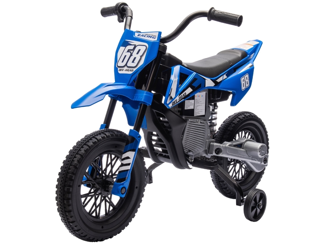 Moto Elétrica Infantil 12v Com Música E Rodinhas De Apoio, Azul Para Crianças De 3 A 6 Anos.