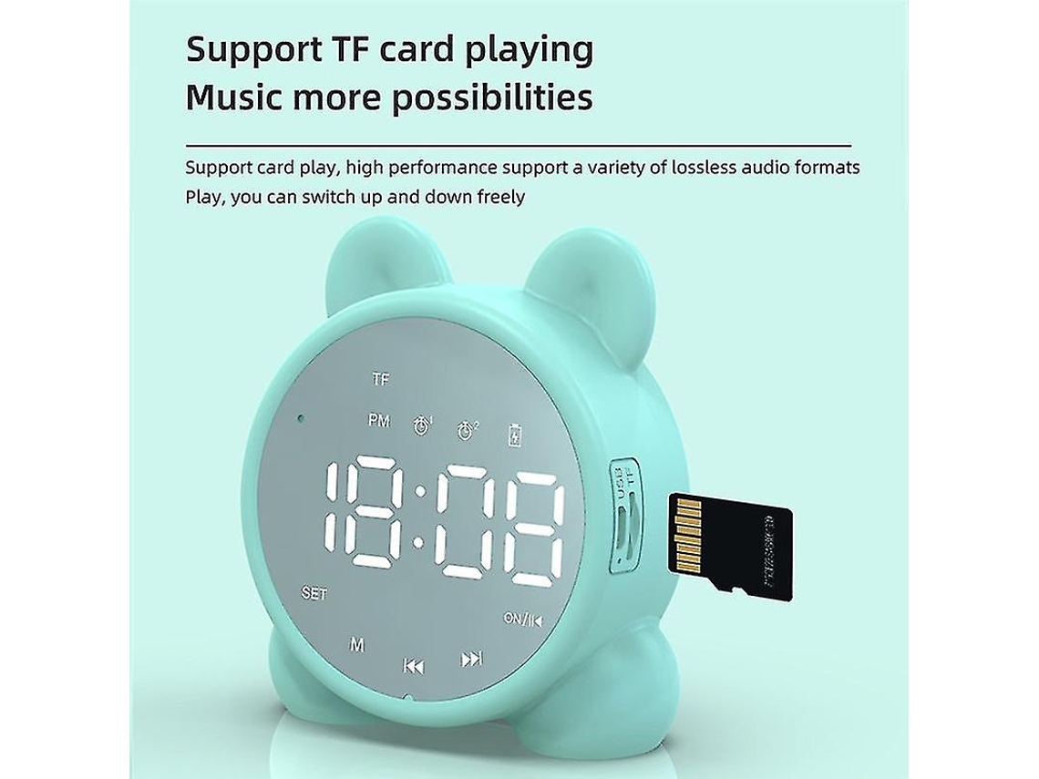 Bluetooth Espelho Mesa Relógio Infantil Clock Fofo Gato