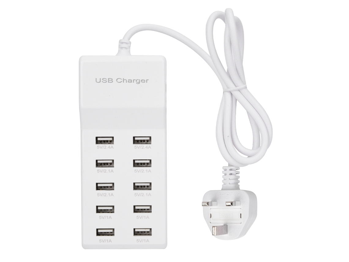 Estação De Carregamento Usb (10 Portas De Saída Carregamento Rápido 5v12a) Adaptador De Energia Hub Carregador