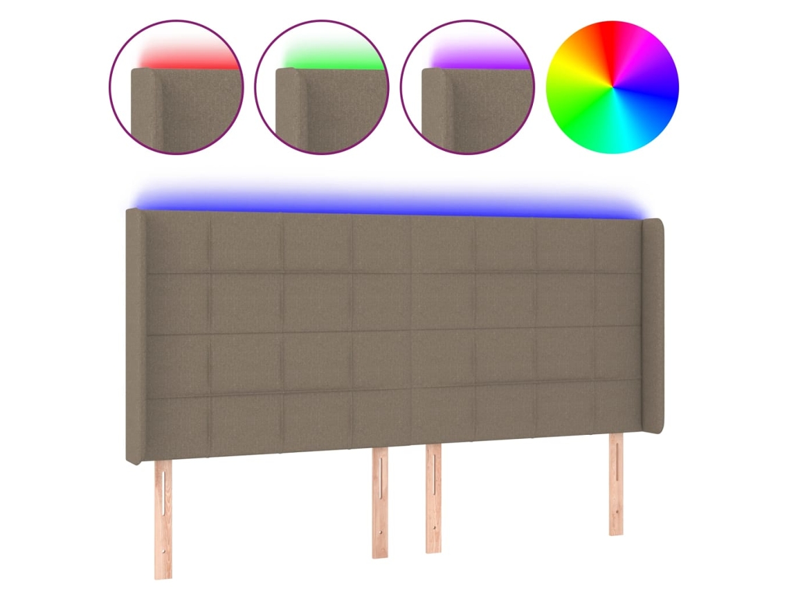 Led Headboard, Led Headboards Vidaxl Cinzento-acastanhado Tecido (203 X 16 X 118/128 Cm)